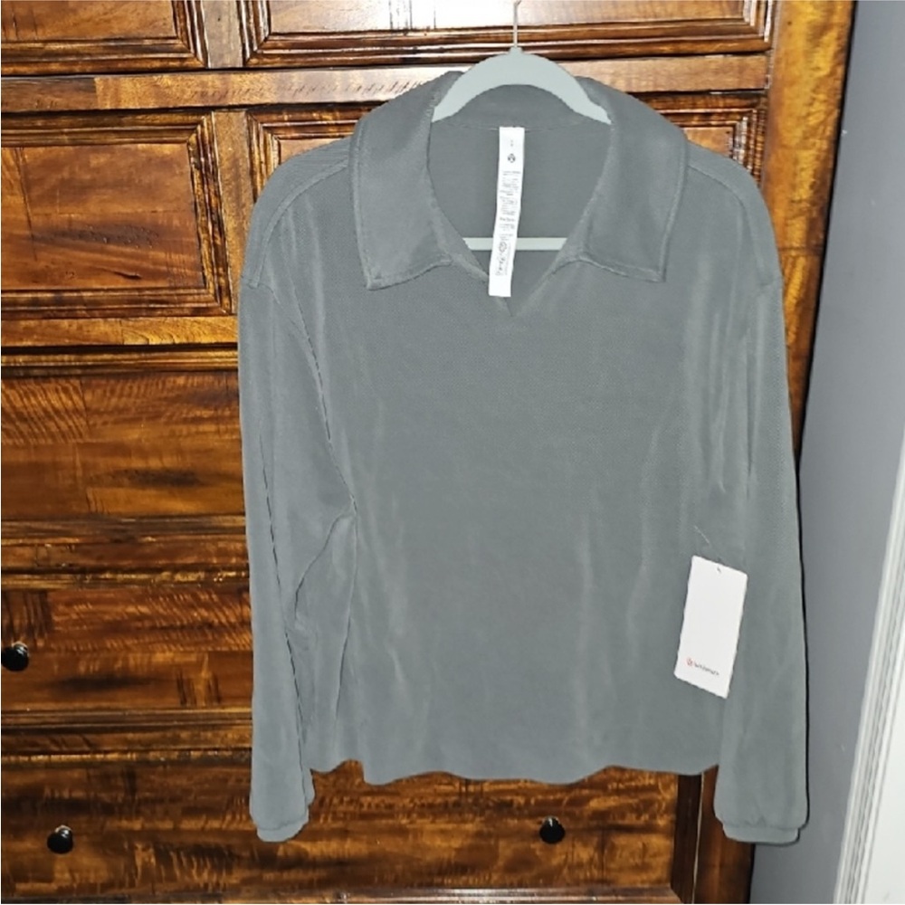Lululemon Softstreme Pique Oversized LS Polo PLMD- Palm Deco Sz Small Nwts